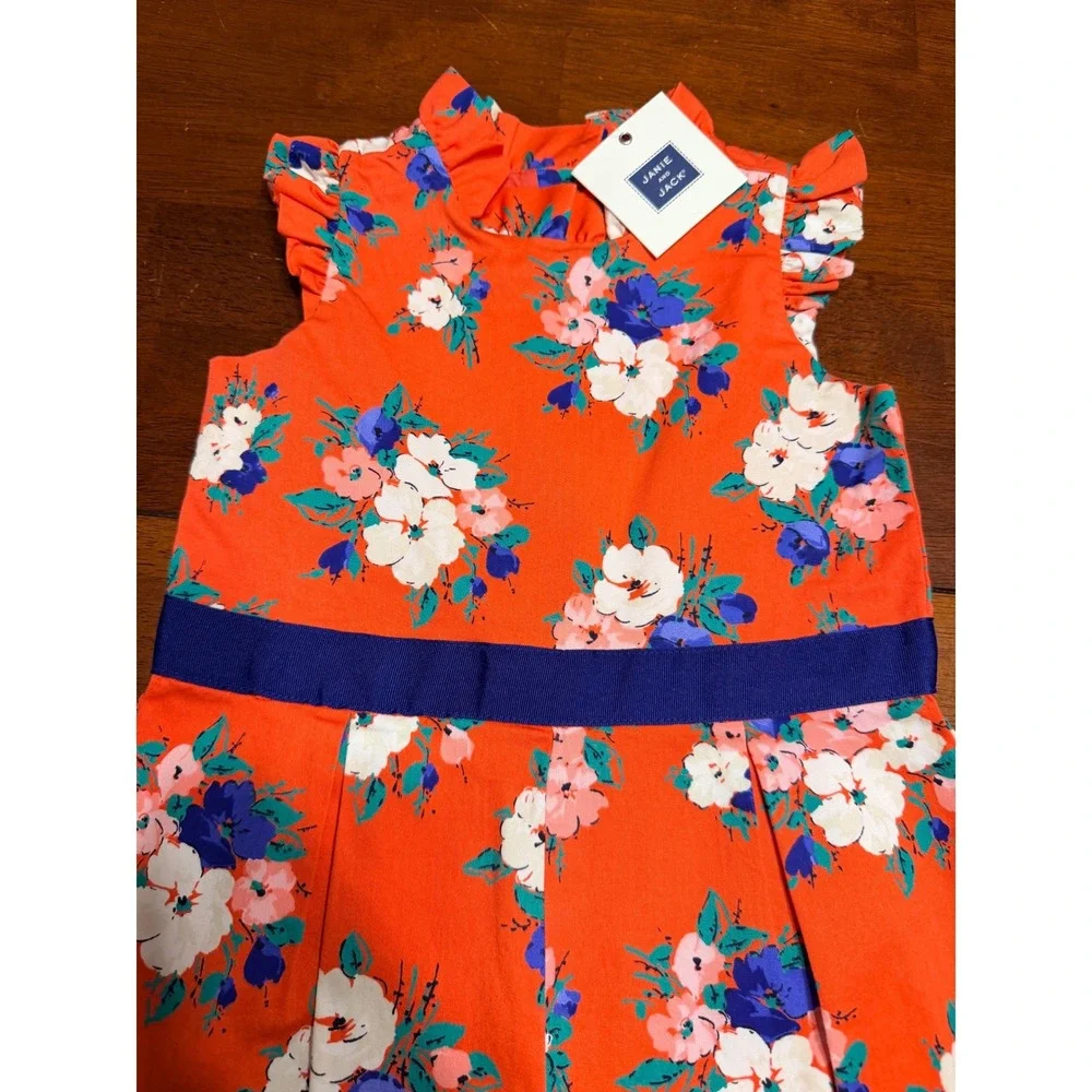 NEW Janie and Jack Girls Floral Jumpsuit 18-24M Coral Ruffle Sleeveless